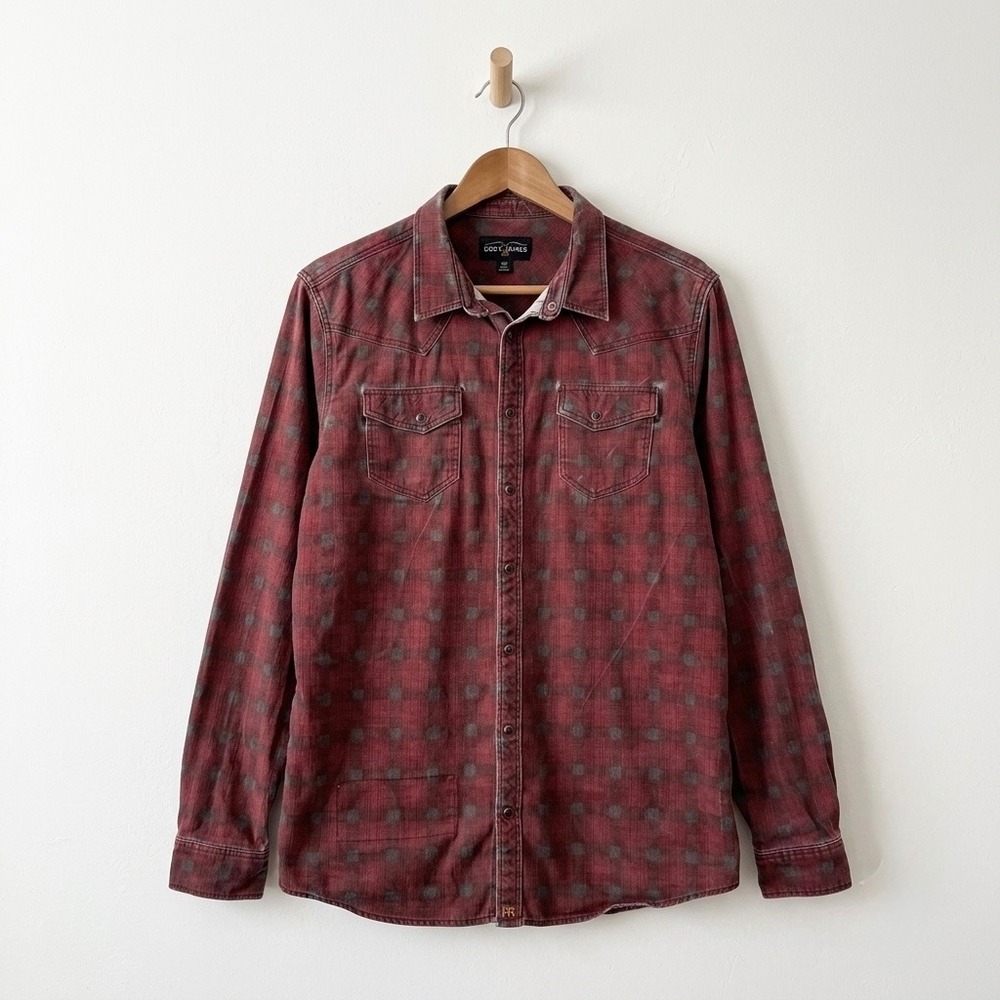 Cody James FR Mens XLT Dark Red Plaid Western Snap Flame Resistant Work Shirt